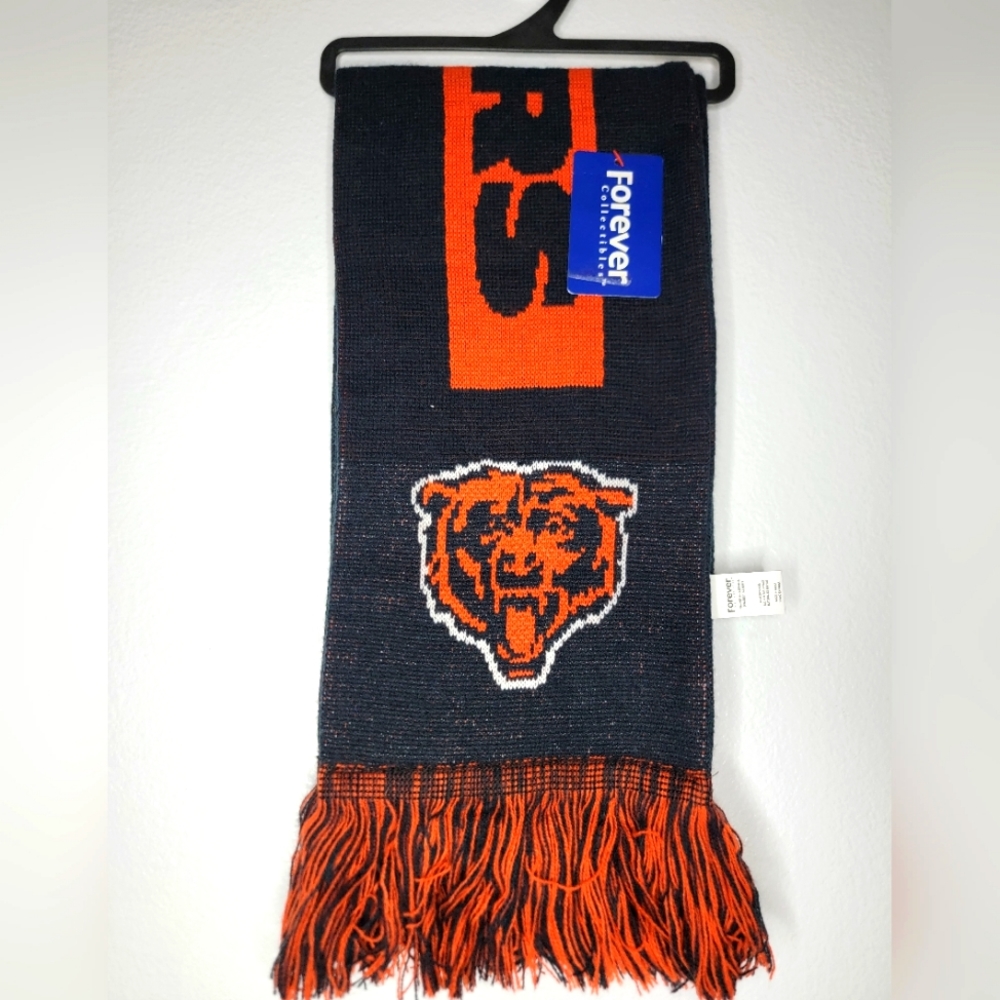 NFL Chicago Bears Football Foco Black Orange Women's Men's Scarf Shawl Winter